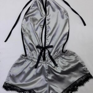 Silver Temptation Satin Halter Romper
