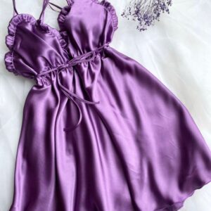 Ruffled Satin Slip Dress – Royal Amethyst