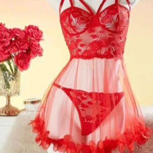 Crimson Desire Lace Babydoll Set