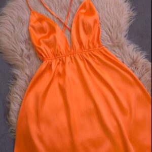 Luxe Satin Slip Dress – Tangerine Glow